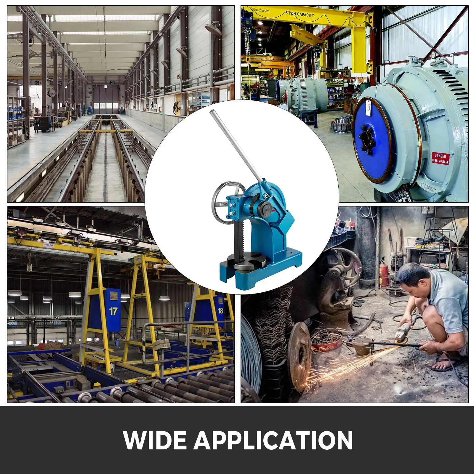 VEVOR heavy duty arbor press in multiple industrial settings for wide application.