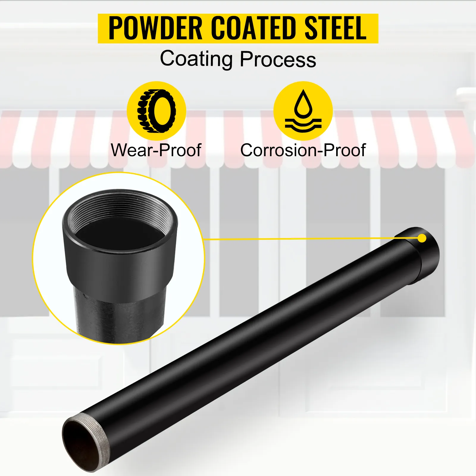 Extensión de poste de vela de sombra VEVOR de acero con recubrimiento en polvo, resistente al desgaste y a la corrosión.