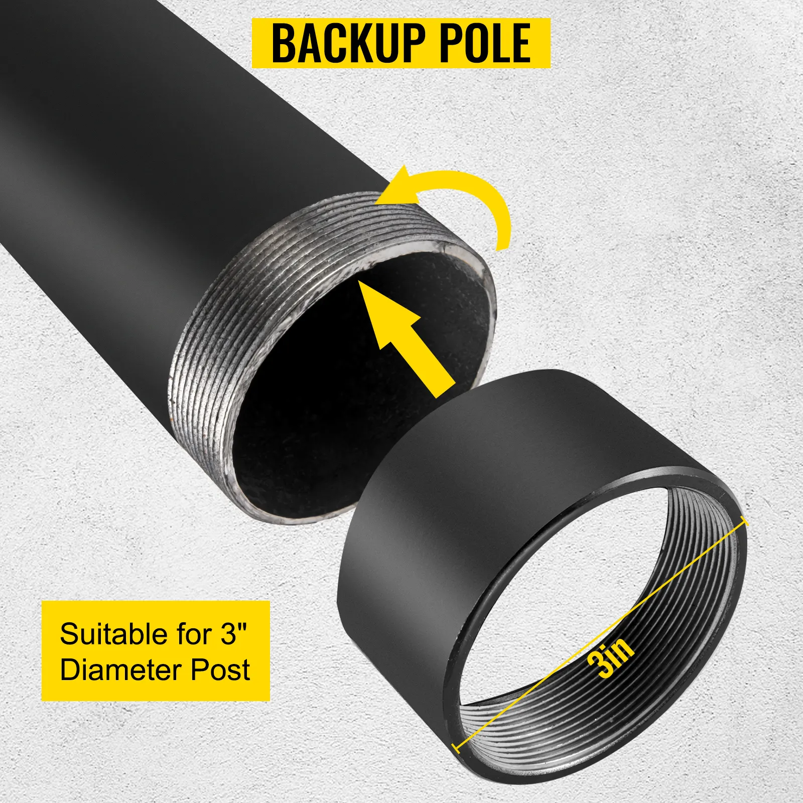 Extensión de poste de vela de sombra VEVOR con extremo roscado, adecuado para postes de 3 pulgadas de diámetro.