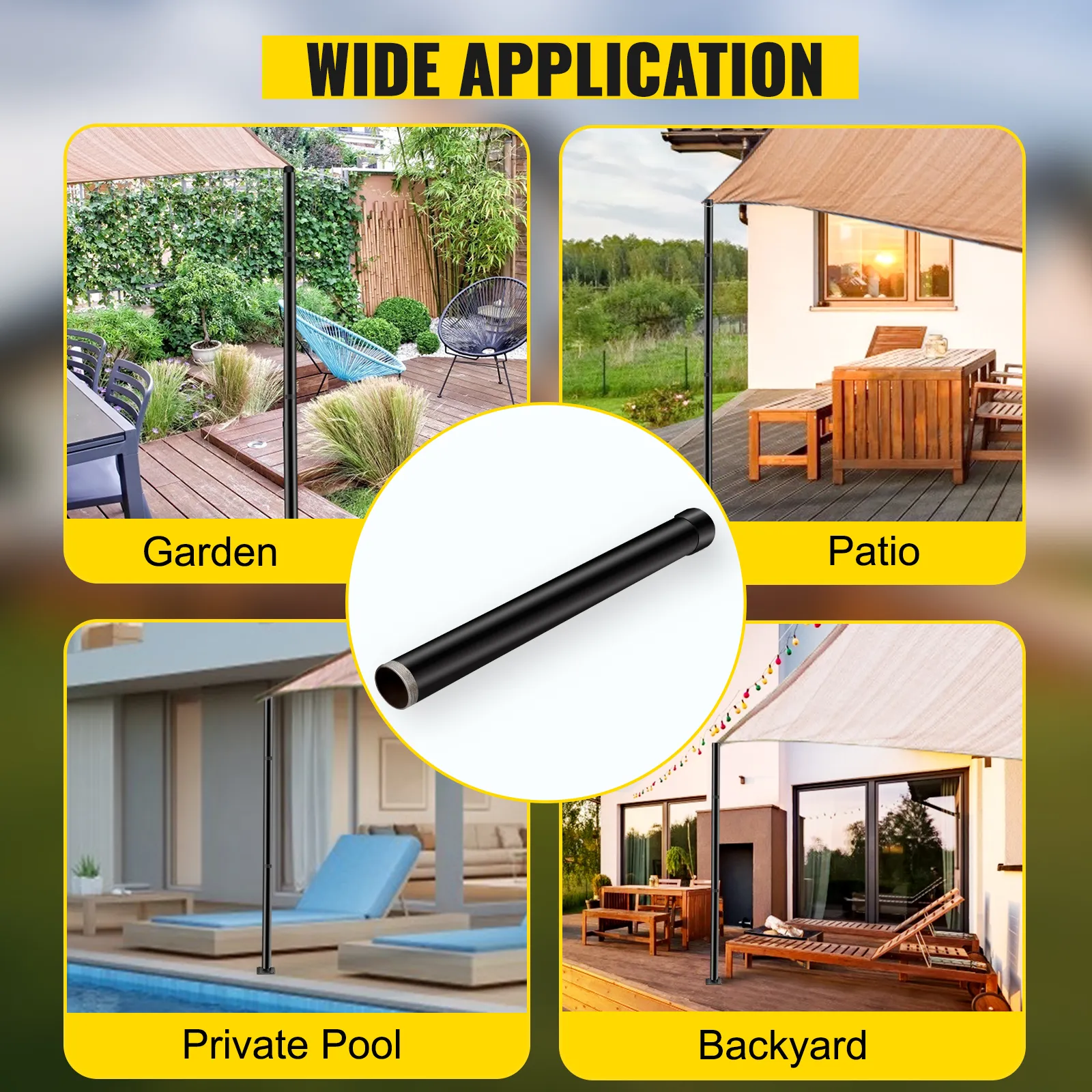 Extensión de poste de vela de sombra VEVOR para uso en jardines, patios, piscinas privadas y patios traseros.