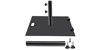 Base de sombrilla VEVOR con accesorios, con base y asa cuadradas de color negro.