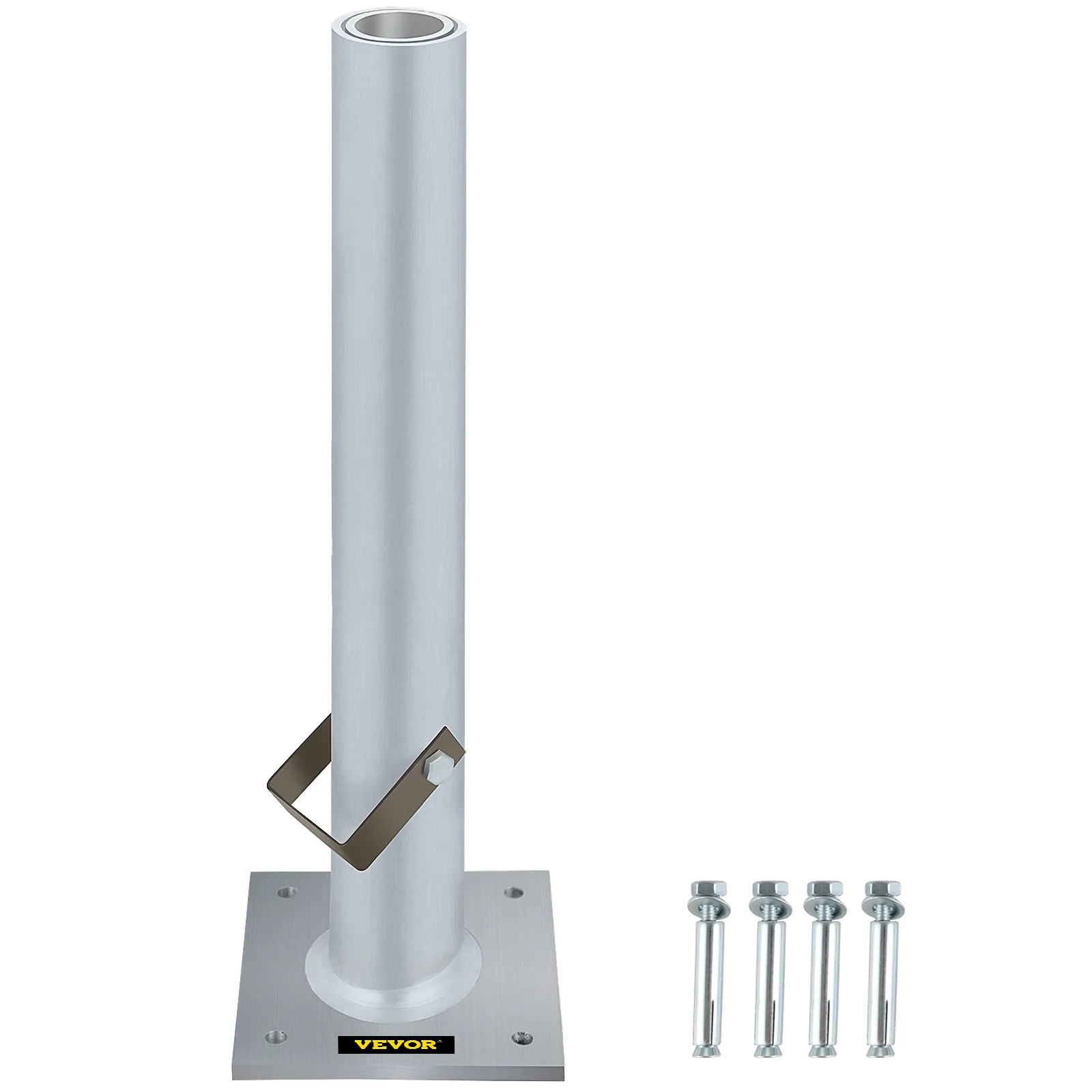 VEVOR umbrella base with metal pole and bolt set for secure outdoor installation.