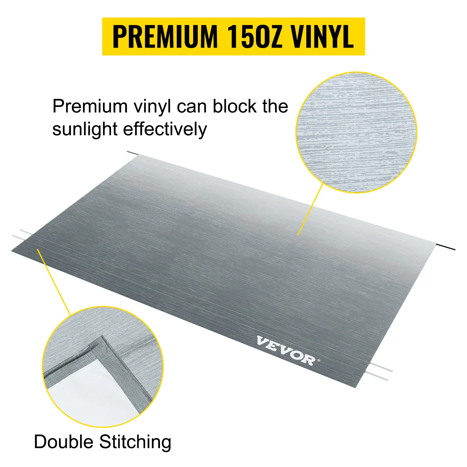 VEVOR rv awning, premium 150oz vinyl with effective sunlight blocking and double stitching.
