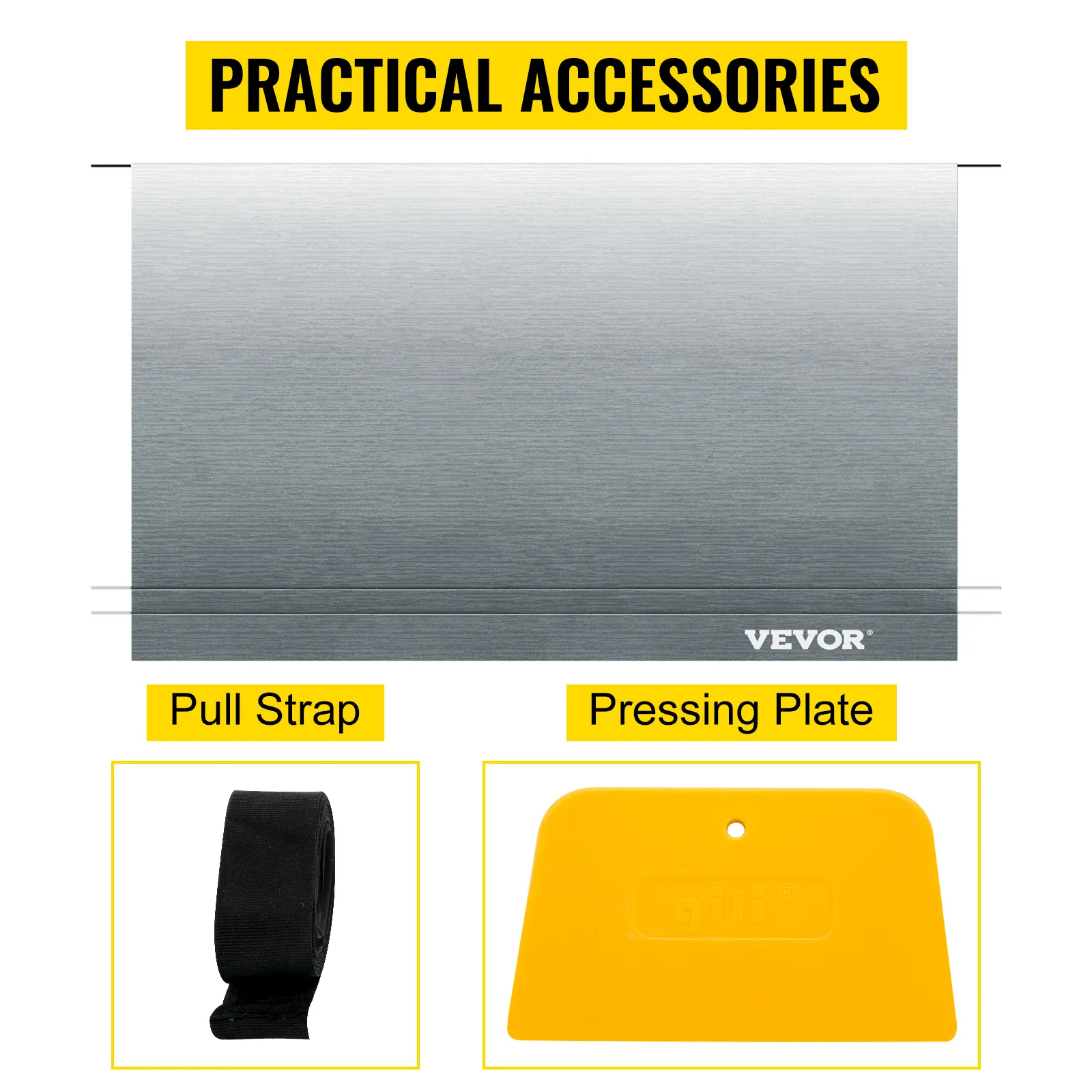 VEVOR rv awning with pull strap and pressing plate, labeled "practical accessories".