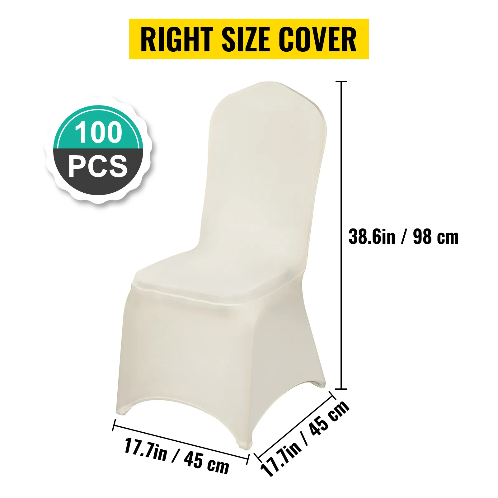 VEVOR chair covers, 100 pcs, 17.7"x17.7"x38.6", white.