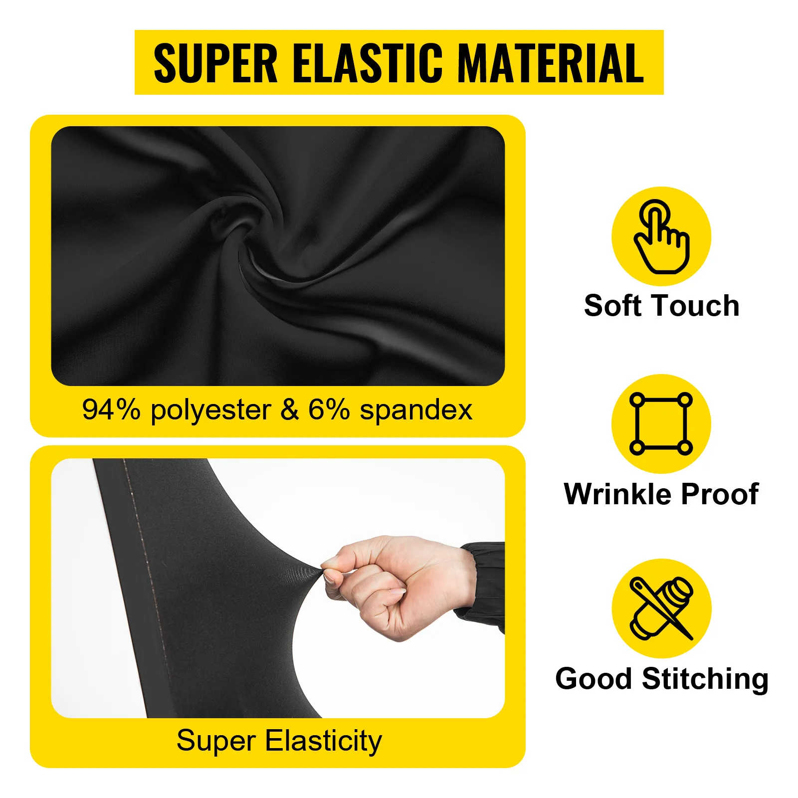 Fundas de silla VEVOR súper elásticas con tacto suave, a prueba de arrugas y buenas costuras.
