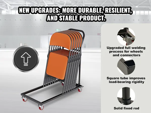 VEVOR folding chair dolly features an improved design with durable welding, enhanced rigidity, and adjustable width.