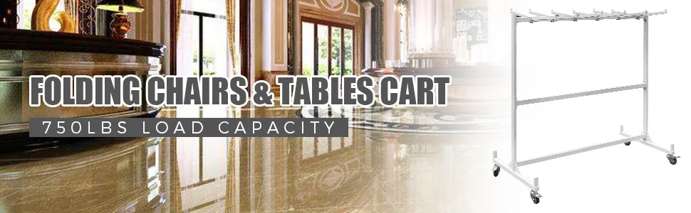 VEVOR folding chair and table cart with 750lbs load capacity in an elegant hall.