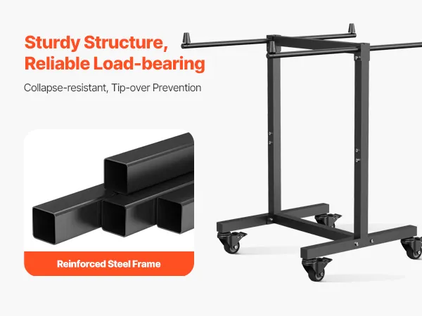 VEVOR Porte-chaise Pliable – Capacité De 90,7 Kg – Chariot De Chaise En Forme De T Pour 14 Chaises – Chariot De Rangement En Métal Robuste Avec Roues En Caoutchouc – Support