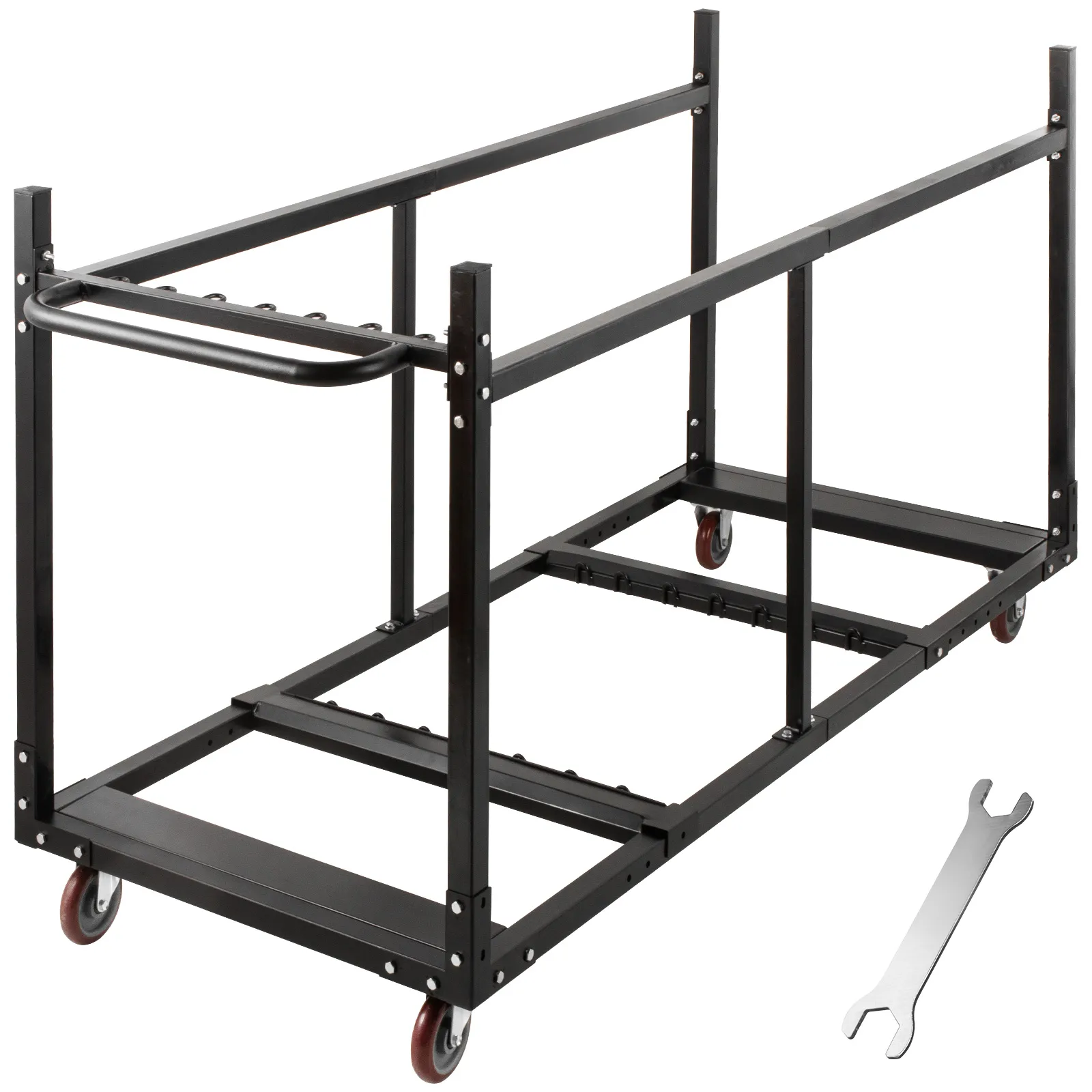 VEVOR chair and table dolly with handle and wheels next to a wrench.