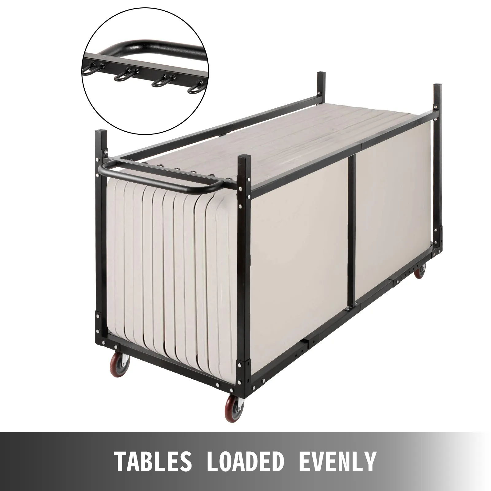 VEVOR chair and table dolly with loaded tables and sturdy frame.
