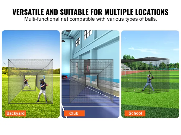Red de bateo de béisbol VEVOR para patios, clubes y escuelas para lugares de práctica versátiles.