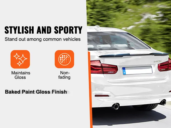 stylish rear of a white car featuring the VEVOR gt wing car spoiler with baked paint gloss finish.