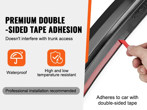 VEVOR gt wing car spoiler with premium double-sided tape adhesion, waterproof, temperature resistant.