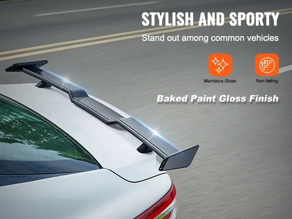 VEVOR gt wing car spoiler: stylish design with a baked paint gloss finish, maintains gloss, and non-fading.