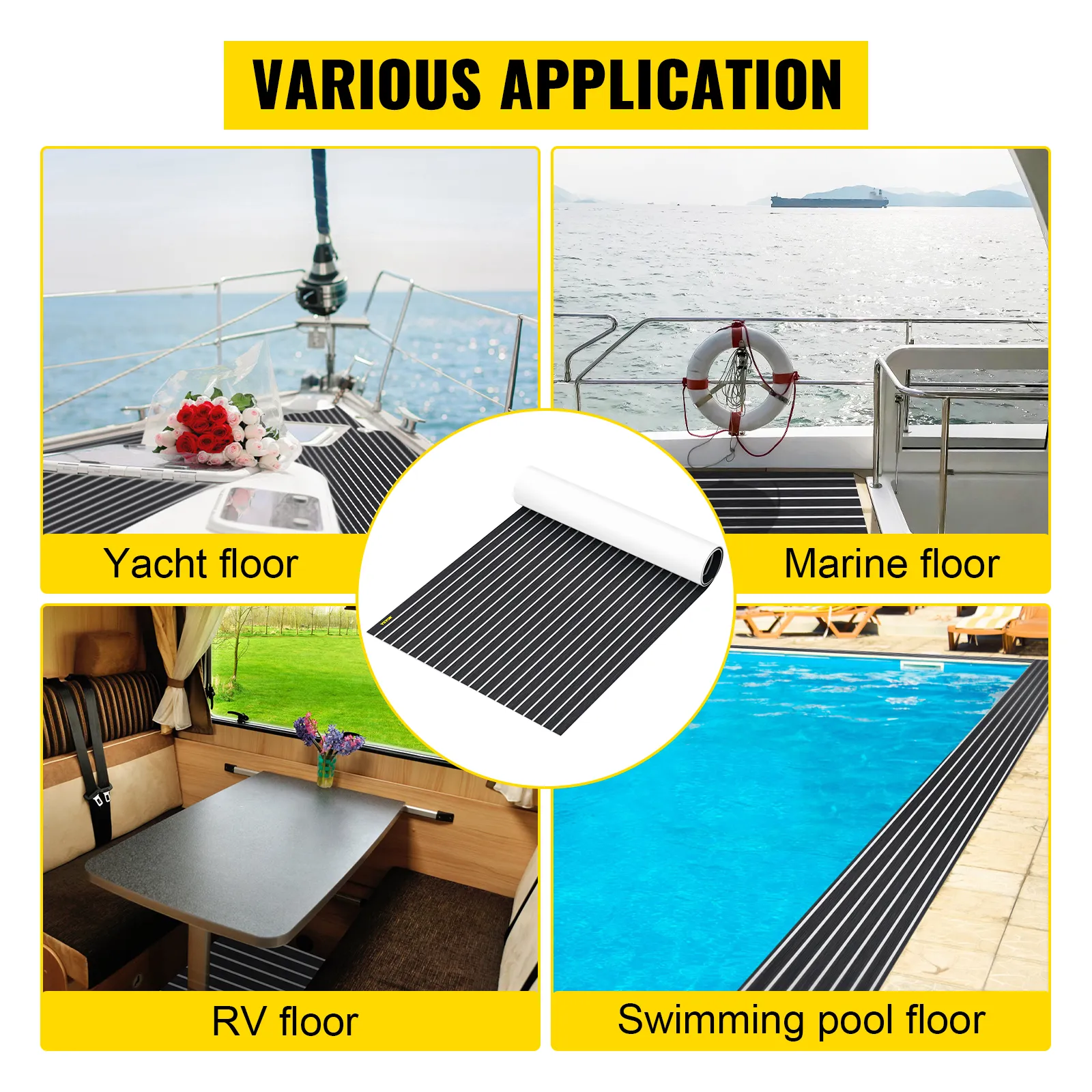 Lámina de cubierta de barco VEVOR para pisos de yates, embarcaciones, vehículos recreativos y piscinas.