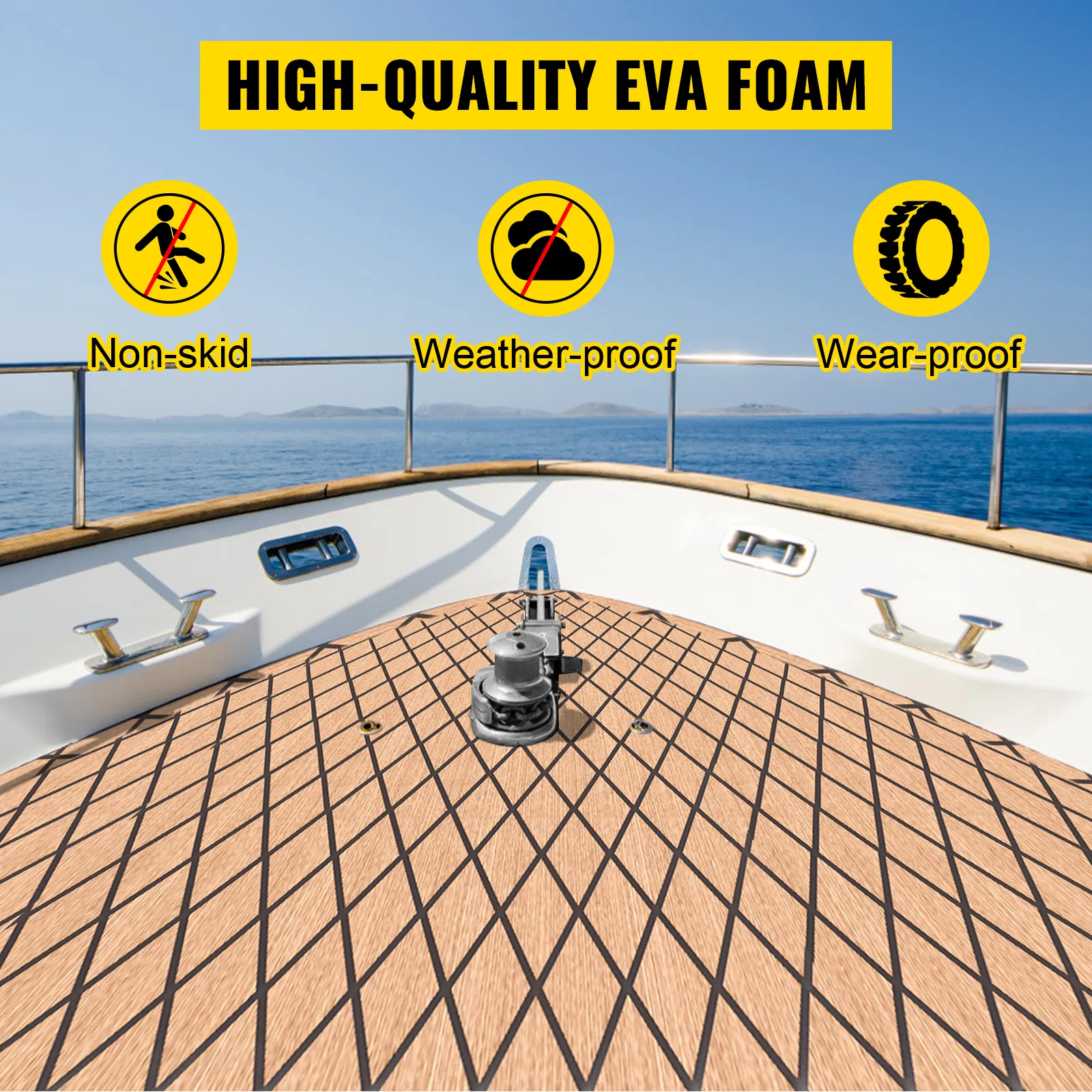 Suelo de espuma EVA de alta calidad VEVOR para barco: antideslizante, resistente a la intemperie y al desgaste.