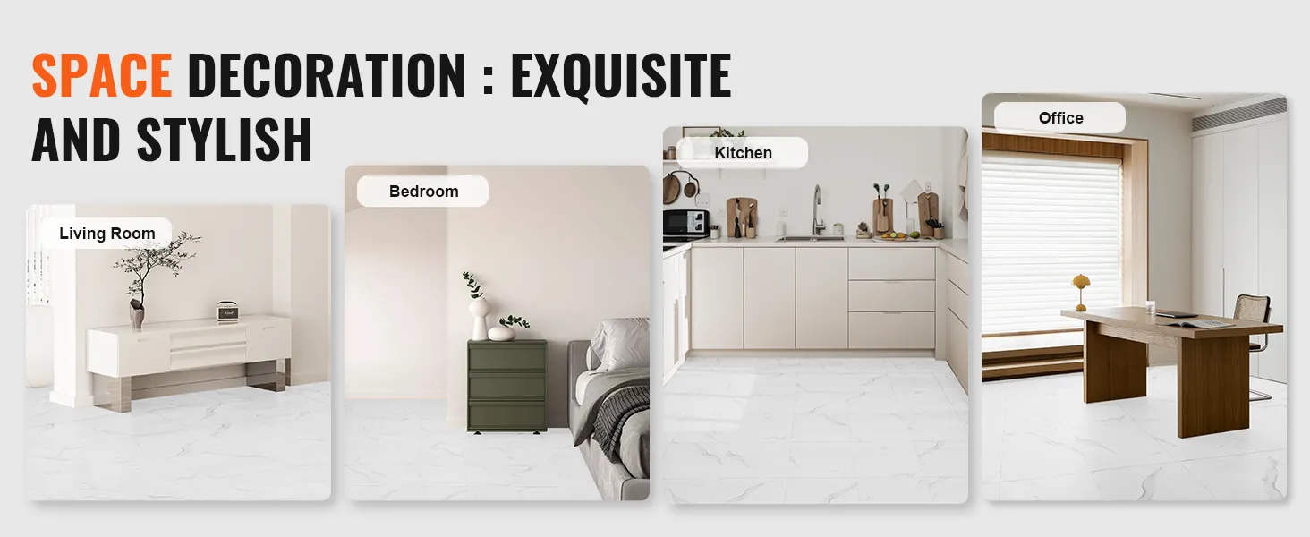 Selbstklebende Vinyl-Bodenfliesen von VEVOR für Wohnzimmer, Schlafzimmer, Küche und Büro. Raumdekoration.