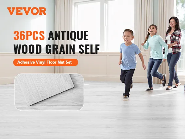 VEVOR adhesive vinyl floor mat set de 36 piezas con diseño de grano de madera antigua.