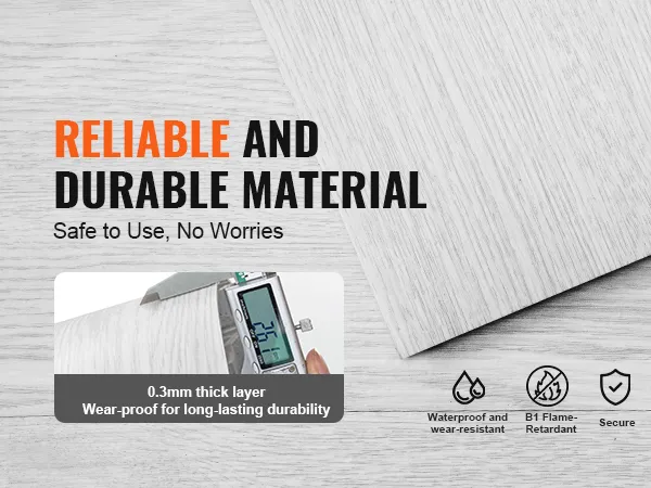 Losetas de vinilo VEVOR, material confiable y duradero, impermeable, resistente al desgaste y retardante de llama.