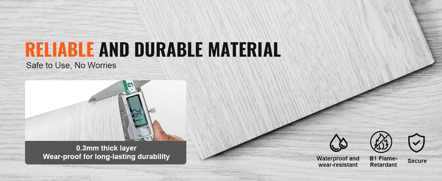 Losetas de vinilo VEVOR, material confiable y duradero, impermeable, resistente al desgaste y retardante de llama.