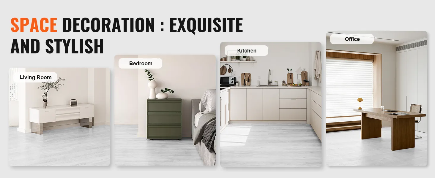 Azulejos de vinilo VEVOR: ideas de decoración elegantes para salas de estar, dormitorios, cocinas y oficinas.