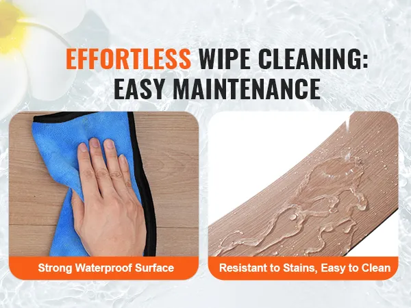 effortless wipe cleaning of VEVOR self adhesive vinyl floor tiles with strong waterproof surface.