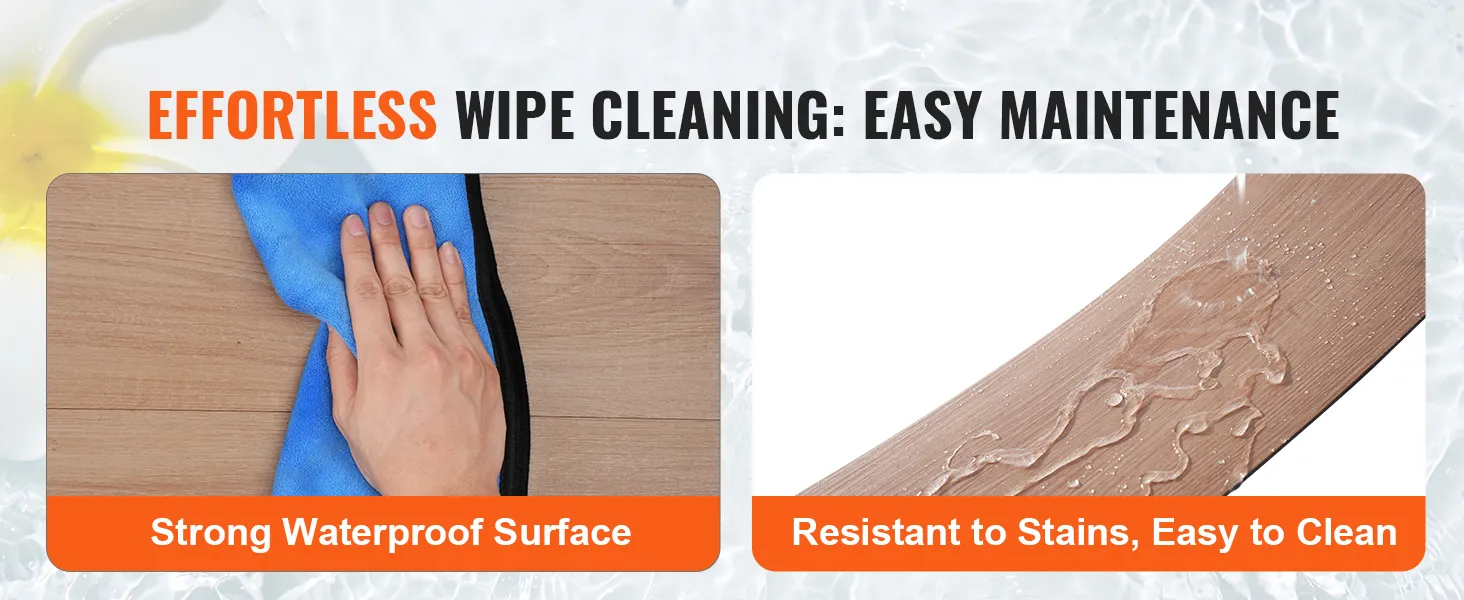 effortless wipe cleaning of VEVOR self adhesive vinyl floor tiles with strong waterproof surface.