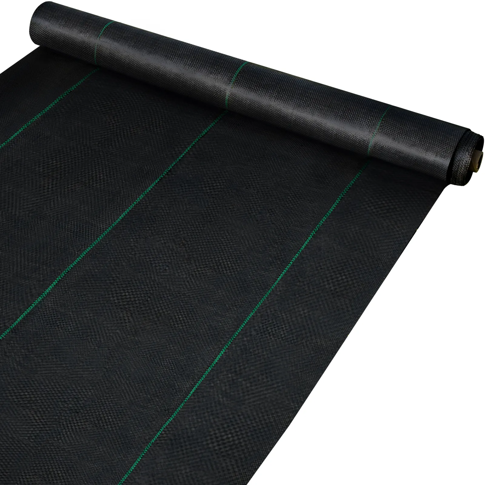 VEVOR weed barrier fabric roll with green lines for garden use.